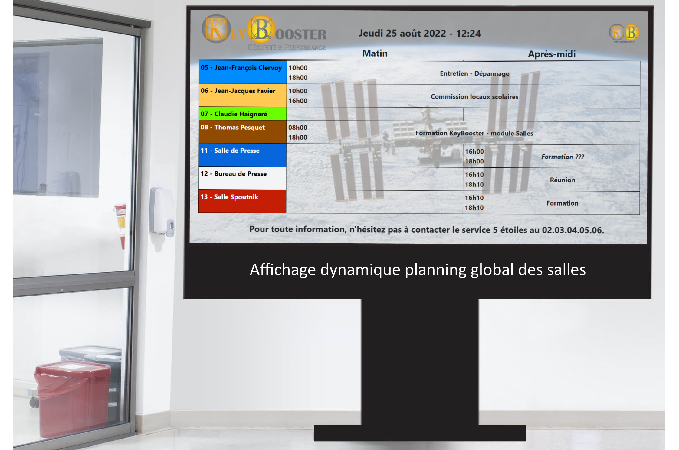 KeyBooster, Affichage dynamique sur grand écran du planning global des salles